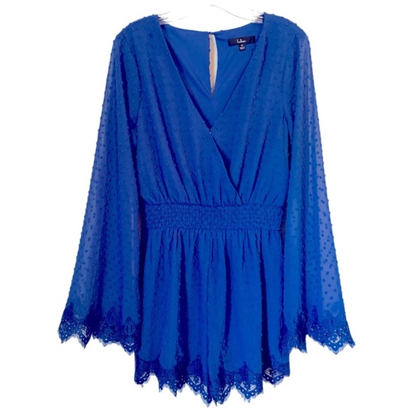 Lulu's Blue Lace Trim Jumpsuit - Picture 5 of 6